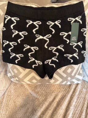 wild fable Black and White Bow Knit Shorts